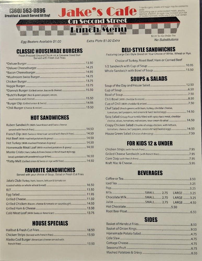 Jake's Cafe on 2nd Street Menu image 3